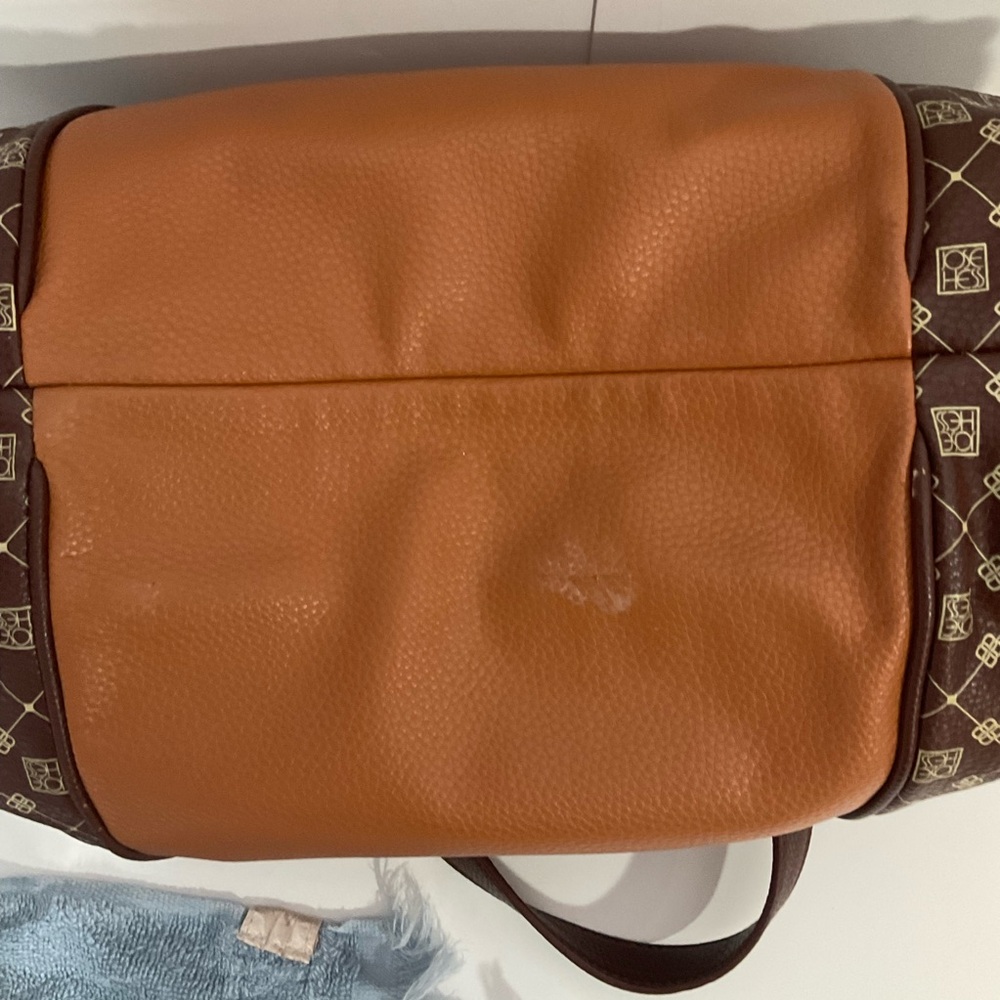 Jose Hess Faux Leather Madison Avenue Mocha Dual Strap Bag; Snap Front Pocket - Picture 13 of 15
